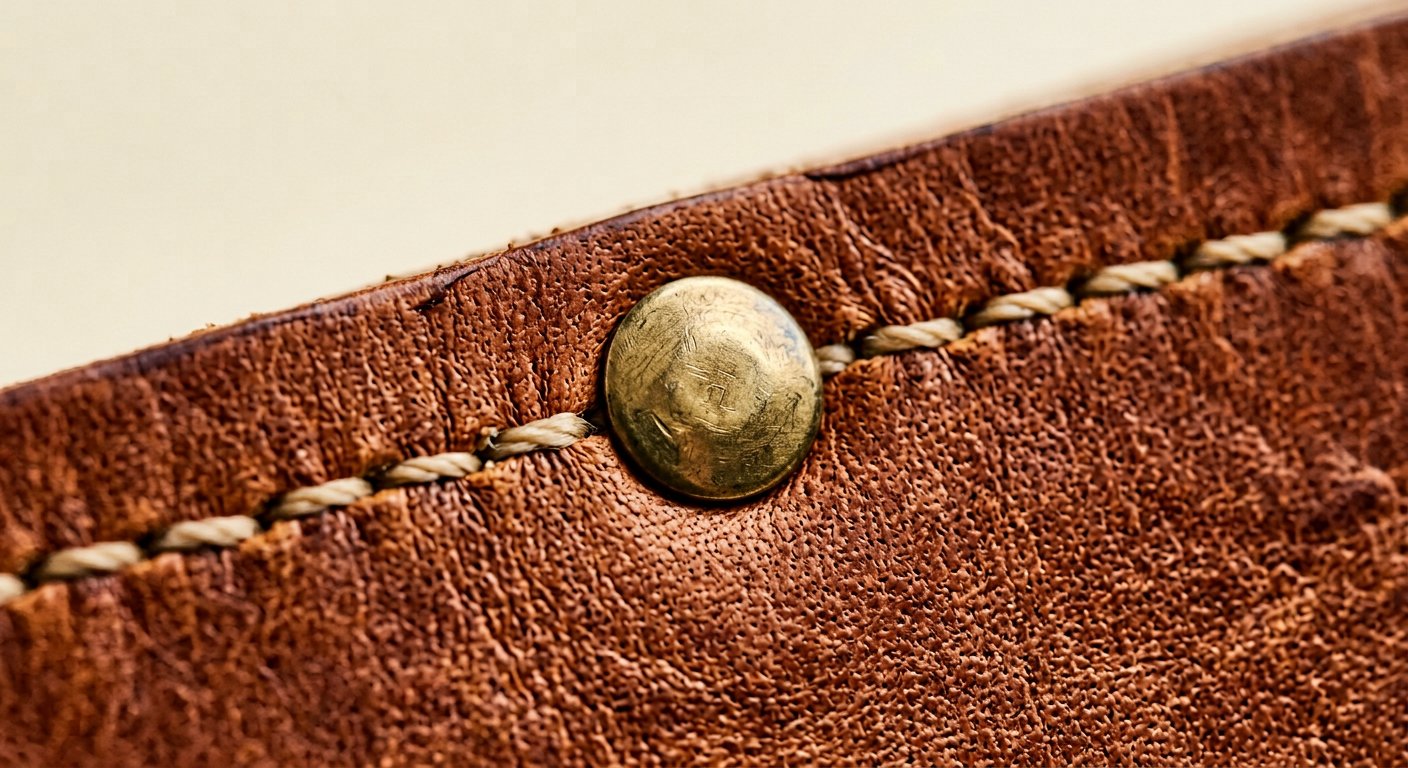 Close-up of leather stitching