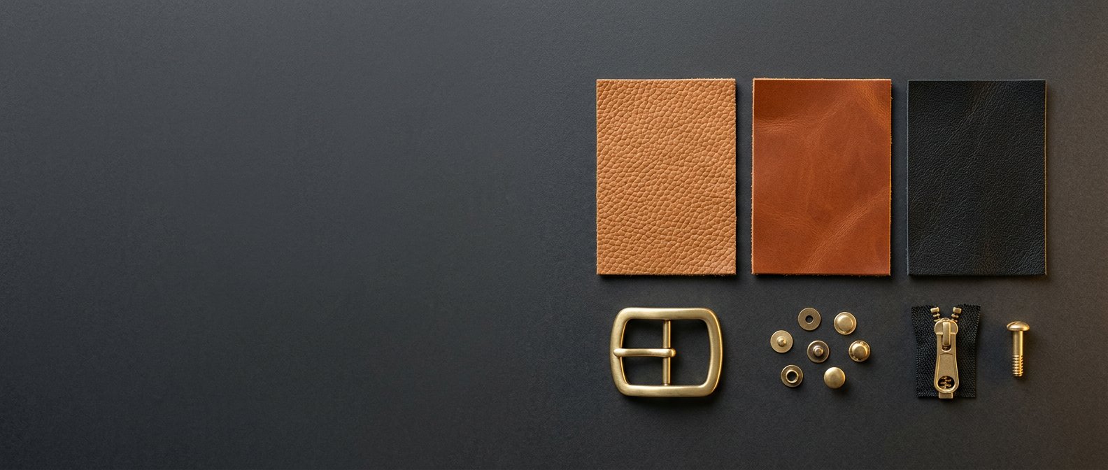 Leather swatches and brass hardware